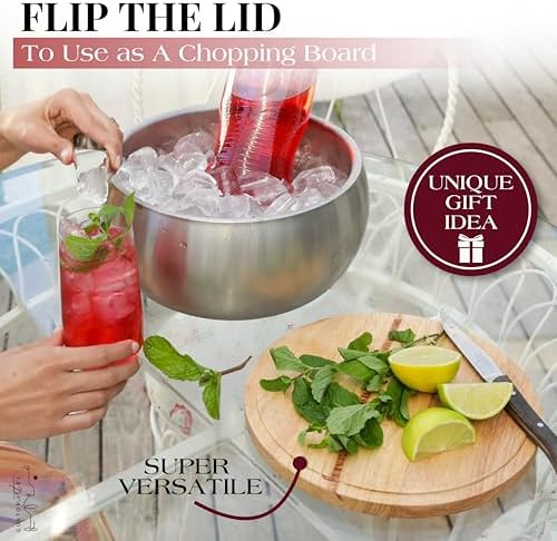 Gusto Nostro 4.1L Insulated Ice Bucket with Lid and Tongs, Double Wall Stainless Steel Ice Bucket Large, BPA Free Ice Bucket for Cocktail Bar, Keeps Champagne, Wine, Beer Chill for Parties - Image 6