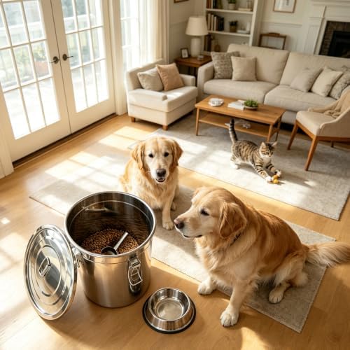 25Lbs 304 Stainless Steel Dog Food Storage Containers with Scoop - Image 6