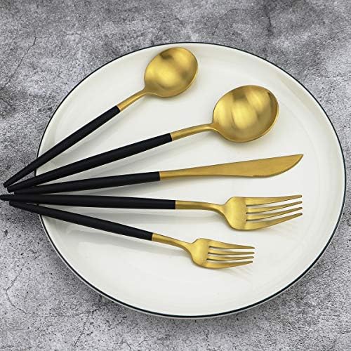 5-Piece 18/10 Stainless Steel Matte Gold Silverware Set, Kitchen Tableware Set, Dishwasher Safe - Image 3