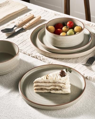 Famiware Stellar 24-Piece Dinnerware Set with Pasta Bowls, Matcha Green - Image 4
