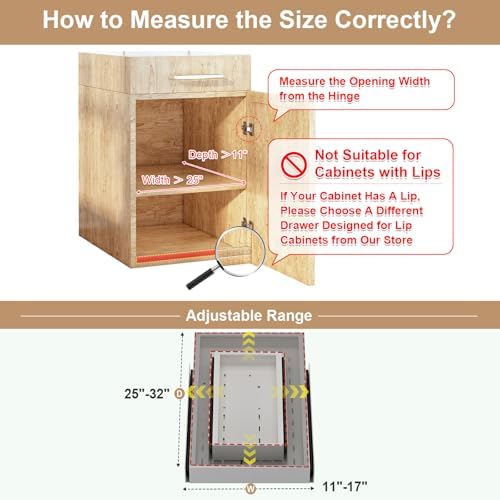 Fokyfok Pull out Cabinet Organizer,11"-17"W,25"-32"D,Expandable,Adhesive - Image 2