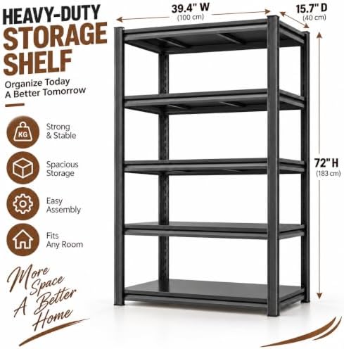 Metal Book Shelf Adjustable Heavy Duty Bookshelf with Tool-Free Assembly - Image 3