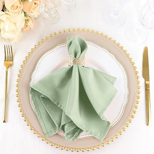 Balsa Circle 100 pcs 17-Inch Sage Green Polyester Luncheon Napkins - for Wedding Party Reception Events Restaurant Kitchen Home - Image 5