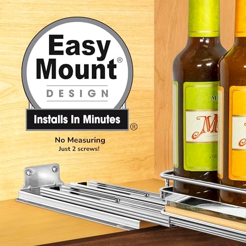 LYNK PROFESSIONAL® Élite™ Pull Out Spice Organization for Cabinets - 4-3/8 inch Wide – Spice Rack for Inside Cabinets – Wood/Chrome - Sliding Spice Rack Organizer for cabinet – Spice Rack - 1 Tier - Image 3