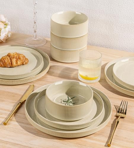 TheTerra Ceramic Dinnerware Set for 6, 18-Piece Plates and Bowls Set - Image 5