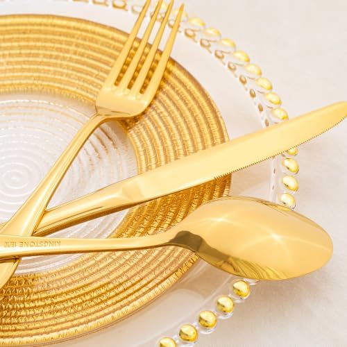 18/10 Stainless Steel Silverware Set for 8, 40 Piece Gold Flatware Set - Image 6