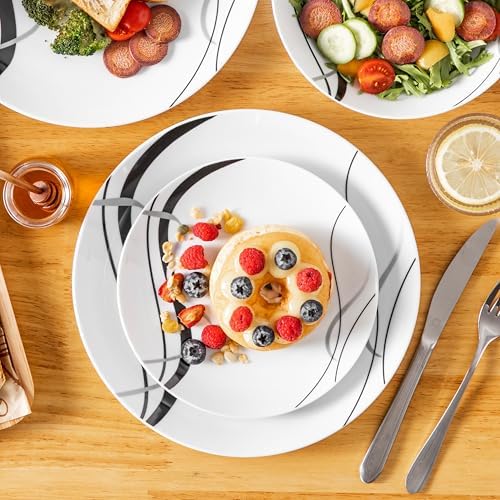 VEWEET Porcelain Dinnerware Sets for 6, 18 Piece Plates Bowls Set, FIONA - Image 6