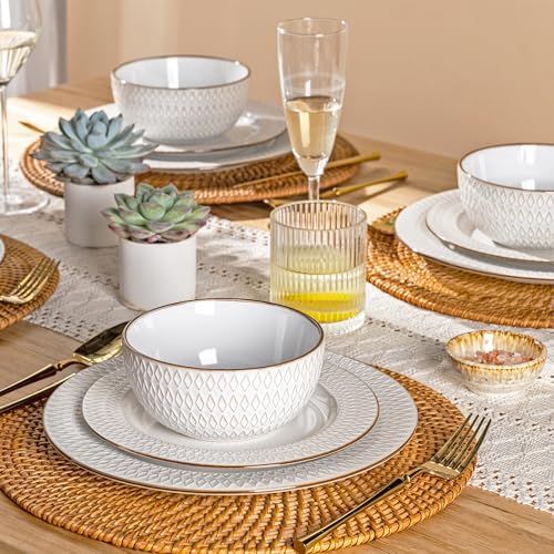 GBHOME Ceramic Dinnerware Sets of 8,24 pcs Plates and Bowls Sets Dishes - Image 4