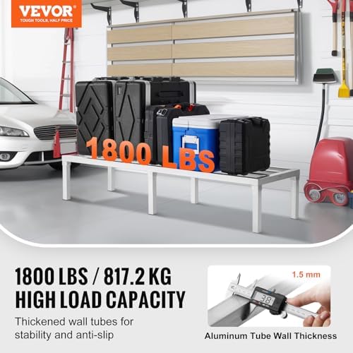 VEVOR Aluminum Dunnage Rack, 60” x 20” Commercial Food Floor Rack, 12” Off the Floor, 1800 lbs Capacity All-Welded Aluminum Storage, for Storage in Restaurants, Kitchens, Garages and Vehicles - Image 2