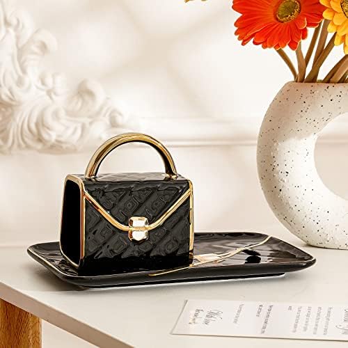 Zubebe 1 Set Coffee Mug Elegant Handbag Shaped Cup,Black - Image 3