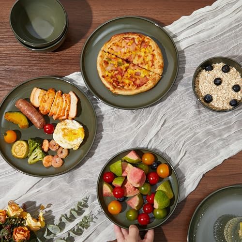 Pokini Stoneware Dinnerware Sets for 6, 18pcs Plates and Bowls Sets Dishes - Image 4