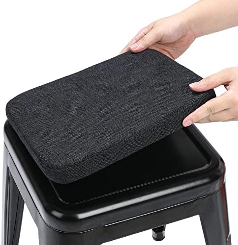BUYUE Friendly Woven Fabric Magnetic Bar Stool Cushion 1 Piece, Enhanced Anti-Slip Breathable Small Chair Seat Pad for Café Bistro Stackable Metal Stool (Square, Black, 1) by BUYUE