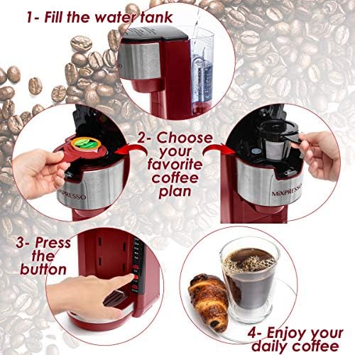 Mixpresso Red Single Serve Coffee Brewer K-Cup Pods Compatible & Ground - Image 3