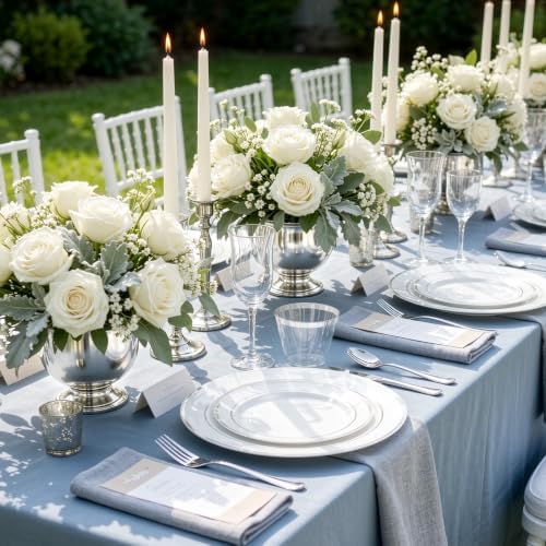 WELLIFE 600 PCS Silver Disposable Dinnerware Set for 100 Guests - Image 6