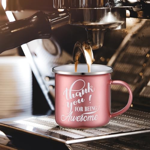 Sliner 20 Pcs Thank You Gifts 12oz Enamel Coffee Mugs Bulk with Handle, Thank You for Being Awesome Cups Employee Appreciation Gift for Teacher Coworker Friend(Rose Gold) - Image 5