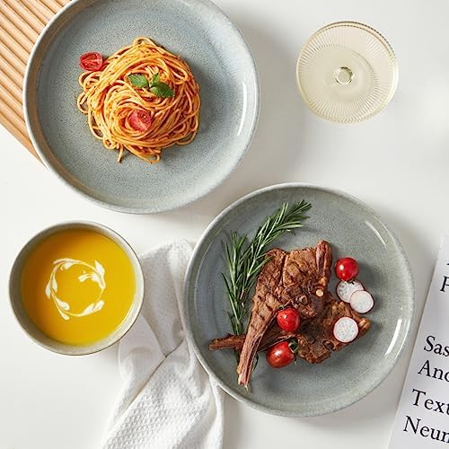 Pokini Stoneware Dinnerware Sets for 4, 12pcs Plates and Bowls Sets Dishes - Image 4