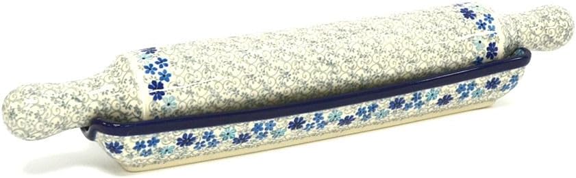 Polish Pottery Rolling Pin with Stand - Sea Blossom by Polish+Pottery+Gallery