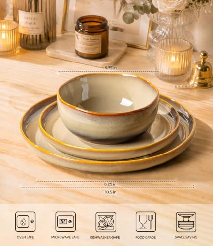 TheTerra Ceramic Dinnerware Set for 6, 18-Piece Plates and Bowls Set - Image 2