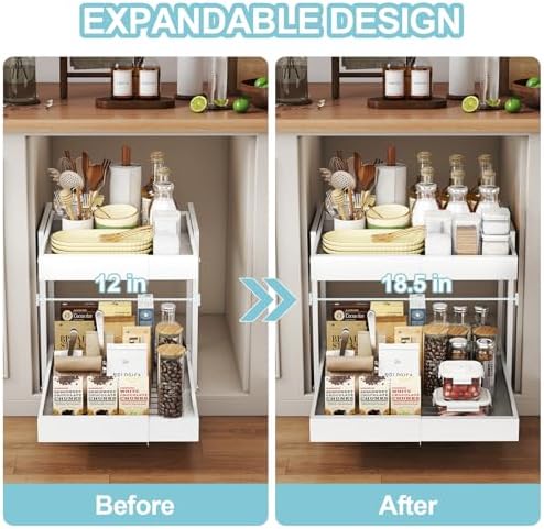 Golener 2-Tier Expandable Pull Out Cabinet Organizer, Cabinet Drawers, 16"D - Image 2
