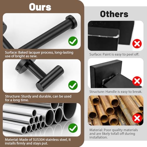 Matte Black Towel Bar Set 10 Pieces Bathroom Hardware Accessories Set Towel Rack Set for Bathroom SUS304 Stainless Steel Toilet Paper Holder Wall Mounted, 23.6 Inch - Image 2