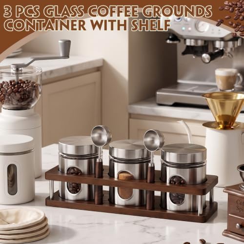 Suclain Stainless Steel Coffee Grounds Canisters with Shelf 3 x 20oz - Image 5