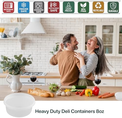 [8oz-50 Sets Plastic Deli Containers with Lids - BPA Free Clear Soup Containers with Airtight Lids, Leak Resistant Food Storage for Meal Prep, Stackable/Microwave/Dishwasher/Freezer Safe - Image 4