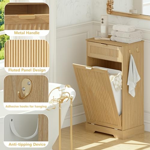 Single 13 Gallon Tilt Out Trash Can Cabinet,Garbage Cabinet with Drawer - Image 6
