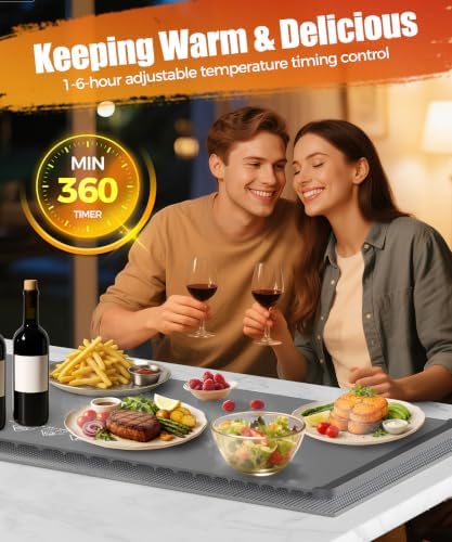 Warming Mat for Food, 46x15 Inch, Dark Grey, Fast Heat, Child Lock - Image 6