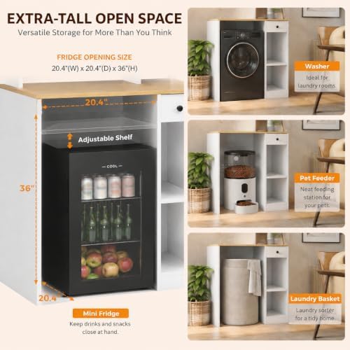 IRONCK Baker's Rack with Power Outlets, Coffee Bar with Mini Fridge Space - Image 6