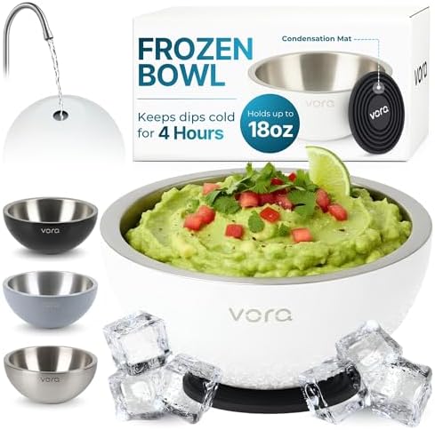 18oz White Stainless Steel Dip Chiller Bowl (1 Pack) by VORA