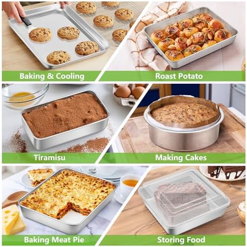 P&P CHEF Stainless Steel Baking Sheet Pan Set of 11, Bakeware Set for Oven - Image 5