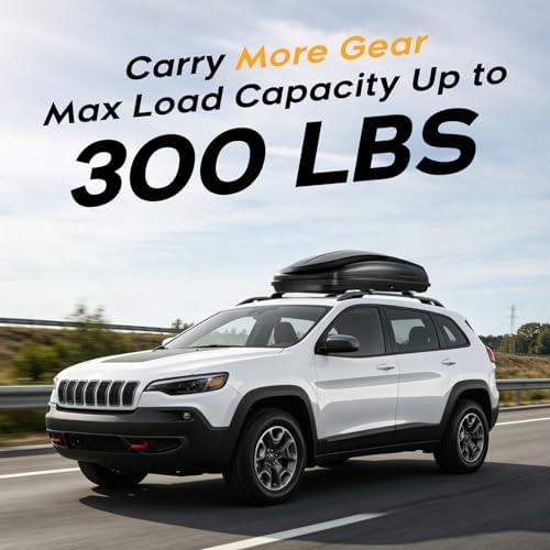 300LBS Roof Rack Cross Bars for 2014-2023 Jeep Cherokee (NOT for Grand Cherokee) Accessories with Raise Side Rails, Lockable Aluminum Roof Rails Luggage Racks for Cherokee - Image 4