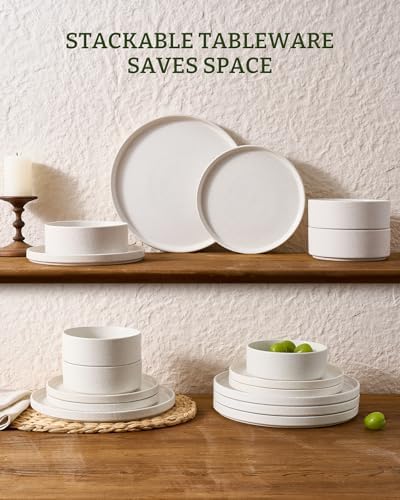 Famiware Nebula 16-Piece Stoneware Dinnerware Set with Pasta Bowls - Image 5