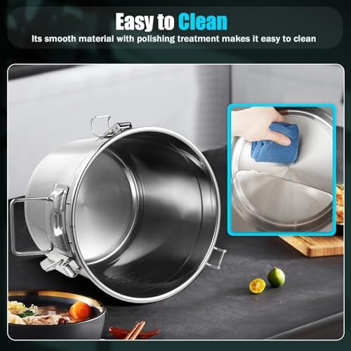 DYNAMI 304 Stainless Steel Airtight Canister for Kitchen, 3.2Gal/405oz Flour Container with Lid and Locking Clamp,10-21Lbs Metal Bucket Food Storage Container for Rice, Flour, Grain, Coffee Bean(12L) - Image 5