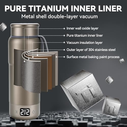 Pure Titanium Travel Kettle,Dual Voltage Portable Electric Kettle 110V-240V Smart Small Water Boiler for Tea & Coffee,12 Temperature Control,Auto Shut Off & Boil Dry Protection (Gray,520ML) - Image 6