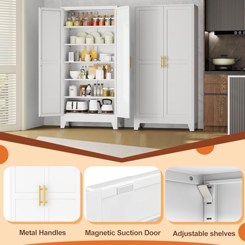 White Metal Storage Cabinet,75" Steel Cabinets for Home Office - Image 5