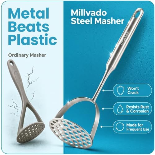 Millvado Potato Masher Stainless Steel, Mashed Potatoes - 12.5 In. Utensil - Image 6