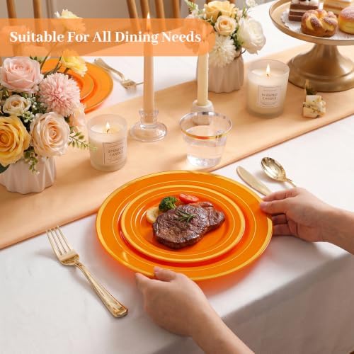 DaYammi 350PCS Orange Plastic Dinnerware Set for 50 Guests - Image 3