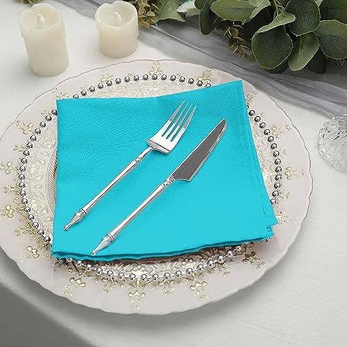 100 pcs 17-Inch Turquoise Polyester Table Napkins Reusable Washable Wedding Party Dinner Linens Tableware Supplies - Image 6