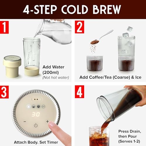 Mueller RapidBrew Cold Brew Coffee Maker, Cappuccino Beige - Image 5