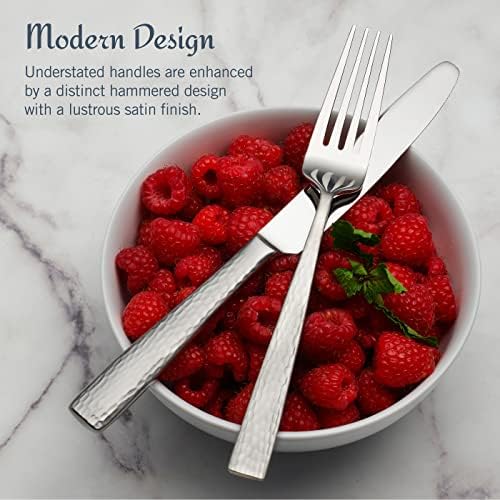 Mikasa Oliver Flatware Set, 65-Piece Service for 12, 18/10 Stainless Steel Silverware with Hammered Design and Satin Finish, Dishwasher Safe Cutlery Set - Image 5