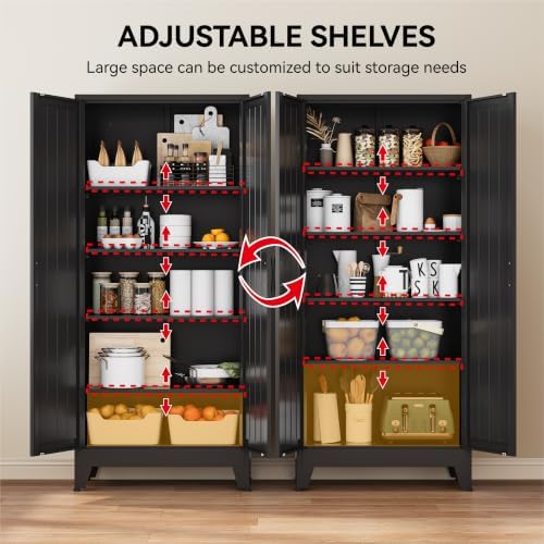 COFaR 71" Black Metal Storage Cabinet for Office, Garage and Utility Room - Image 5