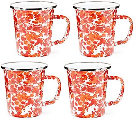 Golden Rabbit Enamelware Latte Coffee or Tea Mugs, 16 ounce, Sunset, Set of 4 by GoldenRabbitEnamelware