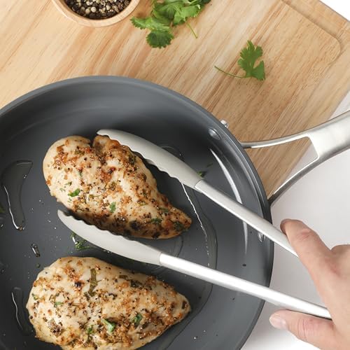 Calphalon Edge 11-Piece Silicone and Stainless Steel Kitchen Tool Set, Kitchen Utensil Set, Heat Resistant Nonstick Safe Kitchen Gadgets with Non-Slip Handle, Durable Kitchen Gadgets (Taupe) - Image 6