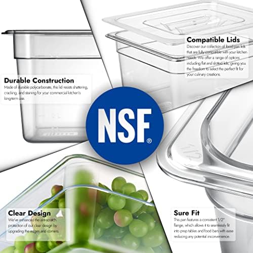 CURTA 6-Pack 1/2 Size 6" Deep NSF Polycarbonate Food Pans | Dishwasher & Freezer Safe Clear Container for Prep Tables, Buffet, Salad Bar, Commercial & Home Kitchen - Image 5