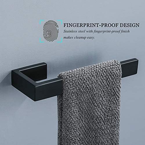 4 Pieces Bathroom Hardware Accessories Set Black Towel Bar Towel Holder Robe Hook Toilet Paper Holder Stainless Steel,Q8-P4BK - Image 3