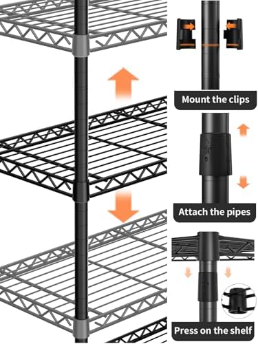 Golpart 6Tier Adjustable Storage Shelves Metal Wire Shelving Standing Shelf - Image 5