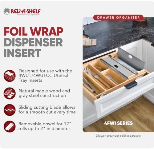 Rev-A-Shelf Foil Wrap Insert Organizer and Dispenser for Kitchen, Gray - Image 2