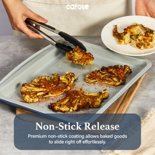 Carote 7Pieces Baking Pans Set Nonstick, Premium Carbon Steel Non Toxic Stackable Bakeware Sets for Kitchen, Scratch-Resistant, Oven Bake Sheets for Baking, Cake Pan, Roasting Pan, Muffin Pan, Blue - Image 3