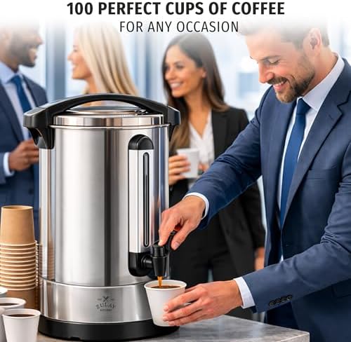 Zulay Commercial Coffee Maker, Coffee Urn 100 Cup, Large Coffee Percolator - 100 Cup Coffee Maker with Double-Wall Stainless Steel, Commercial Coffee Urn Quick Brew Tea Percolator for Events - Silver - Image 3